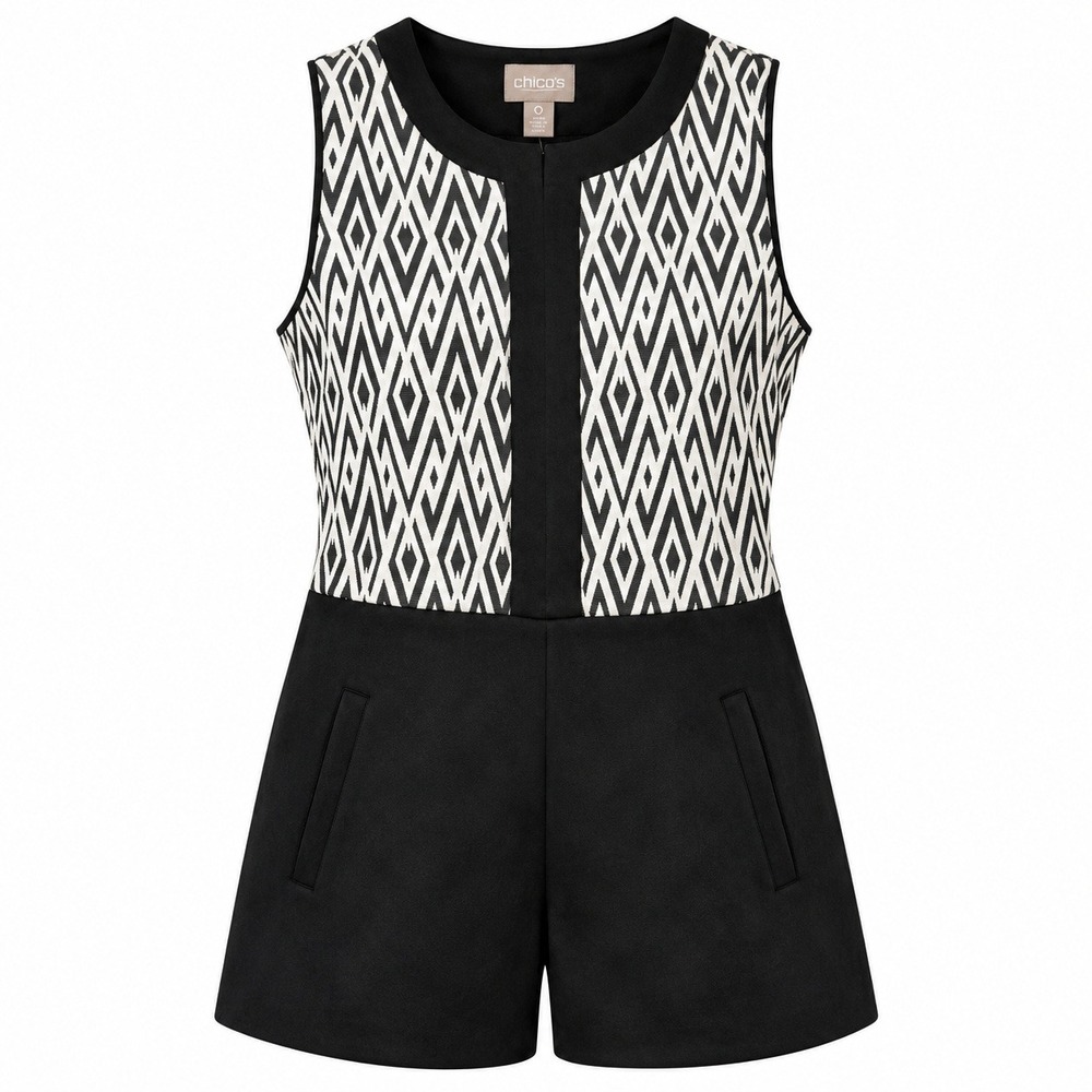 Chicos Size 0 Modern Geo Jacquard Faux Suede Mix Vest Women Small  Boho Chic